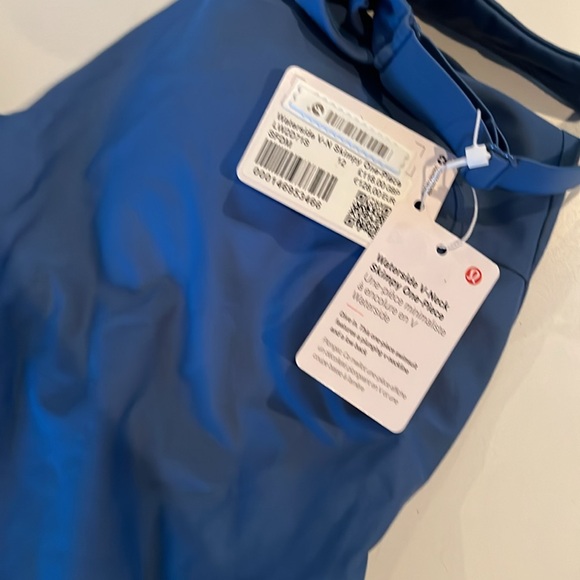 Lululemon waterside V neck skimpy one piece 12 blue bathing suit swim - Picture 3 of 7